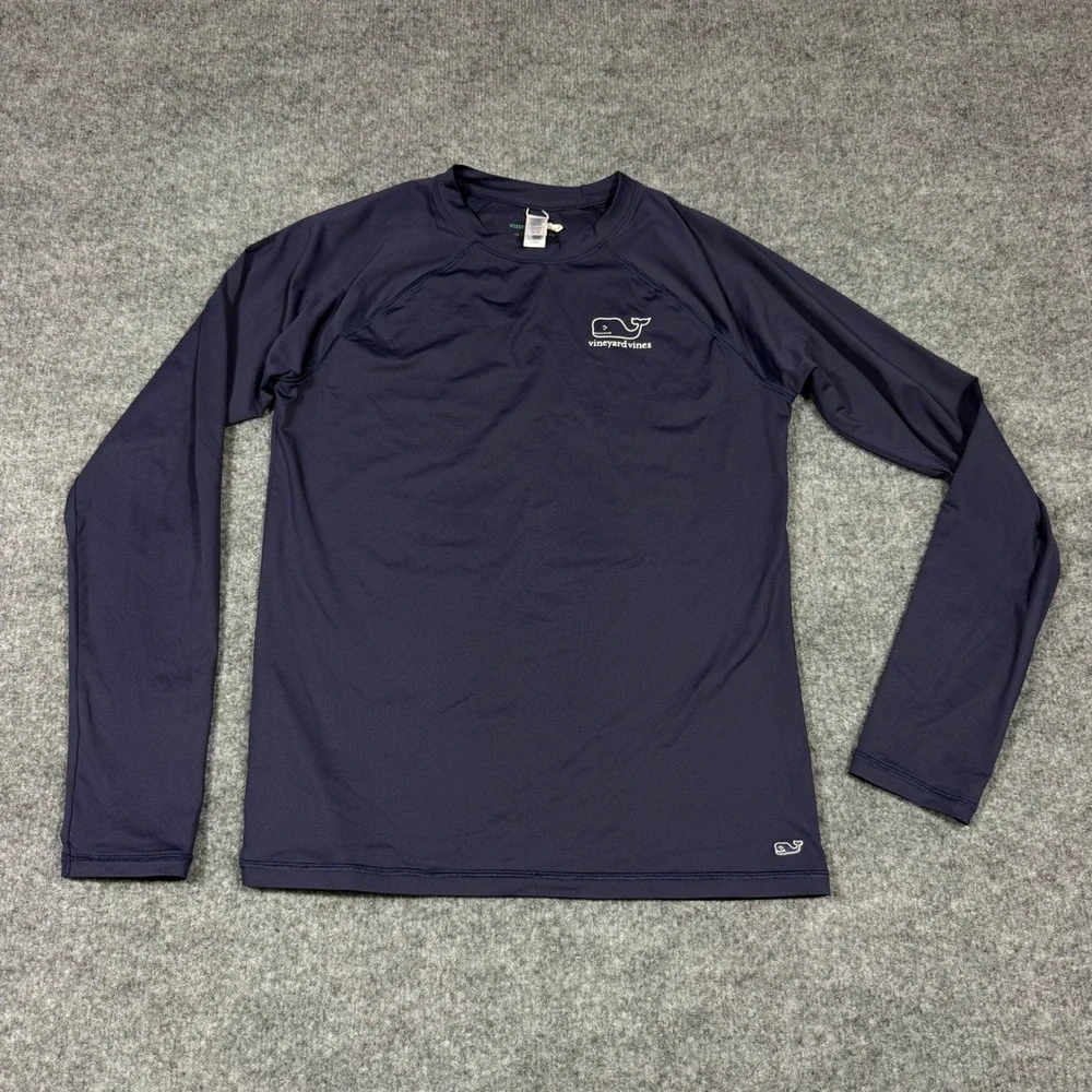 Vineyard Vines Rash Guard Long Sleeve Kids 18 XL Navy Blue Nylon Lycra EUC